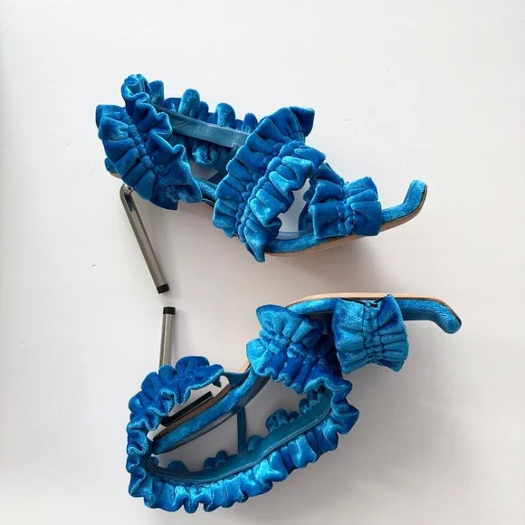 Off White allen curtain velvet ruffle sandals - Picture 12 of 13